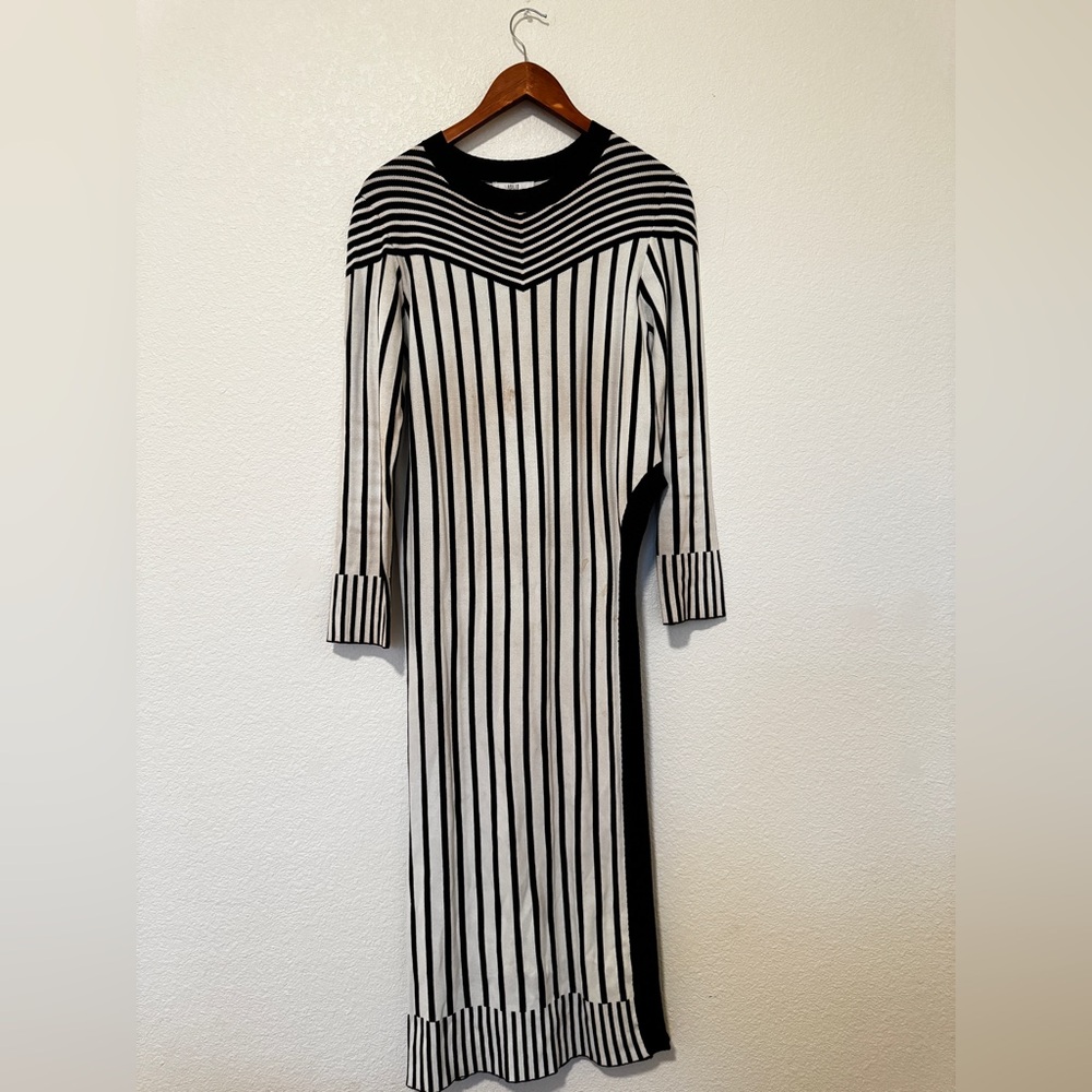 Asilio Monochrome Striped Long Sleeve Dress